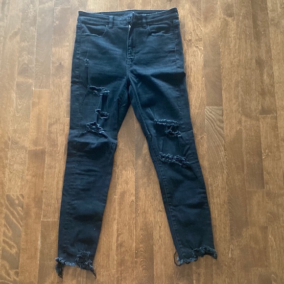 American Eagle Distressed Black Jegging Jean size 10 - Picture 1 of 8